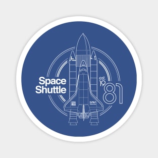 Space Shuttle Retro White Outlined Design Magnet